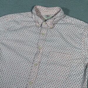Faherty Shirt Mens Medium Pink Fish Scale Button Down Casual Organic Cotton Flaw